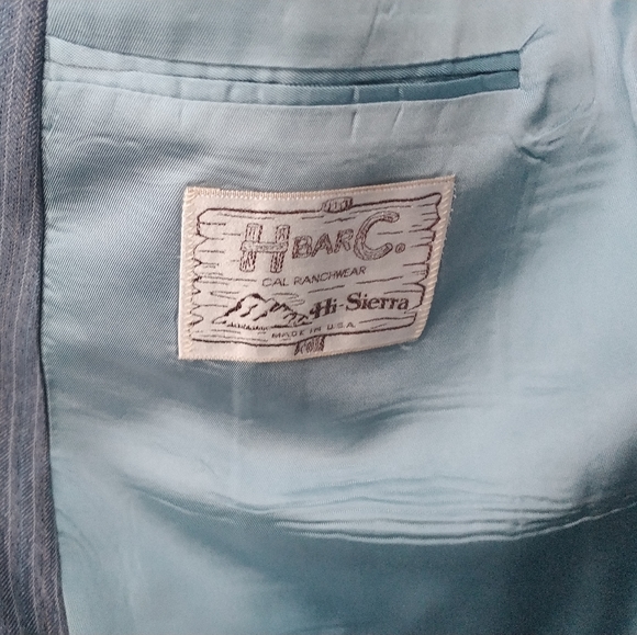 H Bar C Vintage 3piece Pinstripe Western Suit (Pearl Snap Shirt, Blazer, Slacks) - Picture 7 of 16